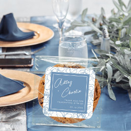 私が行う前に何か青いフローラブライダルシャワー スクエアシール