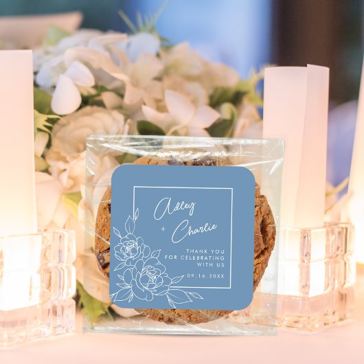 私が行う前に何か青いフローラブライダルシャワー スクエアシール