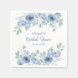 私が行う前に何か青いフローラブライダルシャワー スタンダードカクテルナプキン