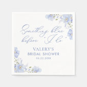 私が行う前に何か青いフローラブライダルシャワー スタンダードカクテルナプキン (正面)