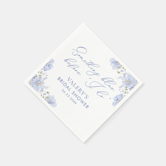 私が行う前に何か青いフローラブライダルシャワー スタンダードカクテルナプキン (角)