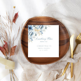 私が行う前に何か青いフローラブライダルシャワー スタンダードカクテルナプキン