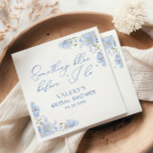 私が行う前に何か青いフローラブライダルシャワー スタンダードカクテルナプキン