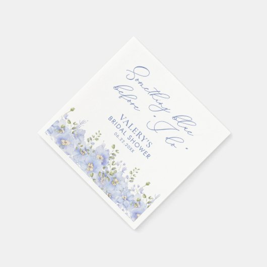 私が行う前に何か青いフローラブライダルシャワー スタンダードカクテルナプキン (角)