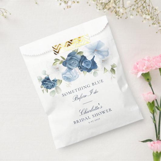 私が行う前に何か青いフローラブライダルシャワー フェイバーバッグ (封をした状態)