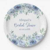 私が行う前に何か青いフローラブライダルシャワー ペーパープレート (正面)