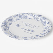 私が行う前に何か青いフローラブライダルシャワー ペーパープレート (アングル)
