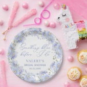 私が行う前に何か青いフローラブライダルシャワー ペーパープレート (パーティー)