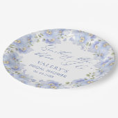 私が行う前に何か青いフローラブライダルシャワー ペーパープレート (アングル)