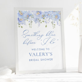 私が行う前に何か青いフローラブライダルシャワー ポスター