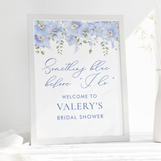 私が行う前に何か青いフローラブライダルシャワー ポスター