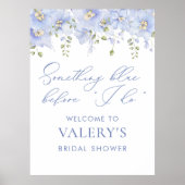 私が行う前に何か青いフローラブライダルシャワー ポスター (正面)