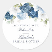 私が行う前に何か青いフローラブライダルシャワー ラウンドシール (正面)