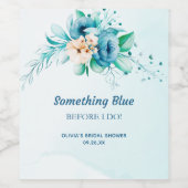 私が行う前に何か青いフローラブライダルシャワー ワインラベル (シングルラベル)