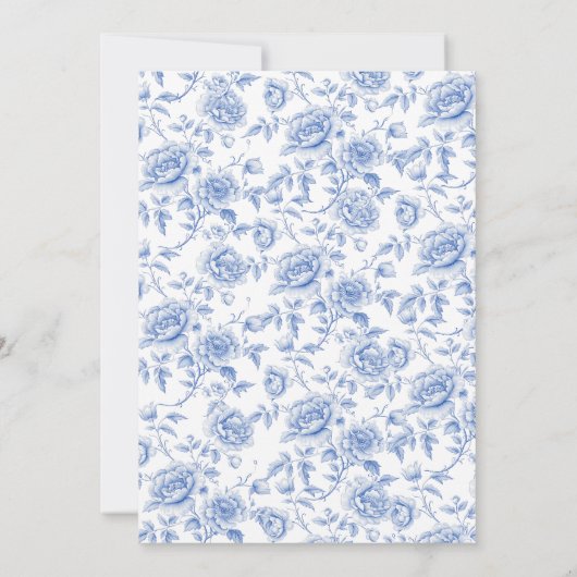 私が行う前に何か青いフローラブライダルシャワー 招待状 (裏面)