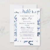 私が行う前に何か青いフローラブライダルシャワー 招待状 (正面)