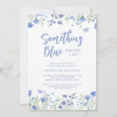 私が行う前に何か青いフローラブライダルシャワー 招待状 (正面)