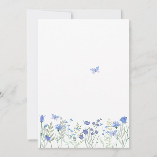 私が行う前に何か青いフローラブライダルシャワー 招待状 (裏面)