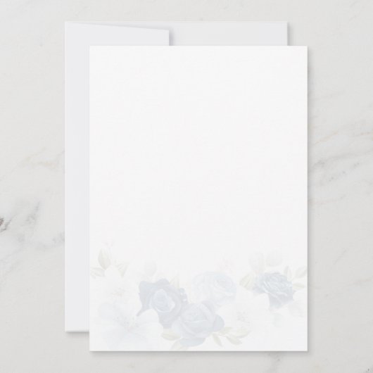 私が行う前に何か青いフローラブライダルシャワー 招待状 (裏面)