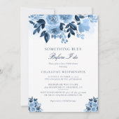 私が行う前に何か青いフローラブライダルシャワー 招待状 (正面)