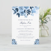 私が行う前に何か青いフローラブライダルシャワー 招待状 (スタンド正面)