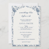 私が行う前に何か青いフローラブライダルシャワー 招待状 (正面)