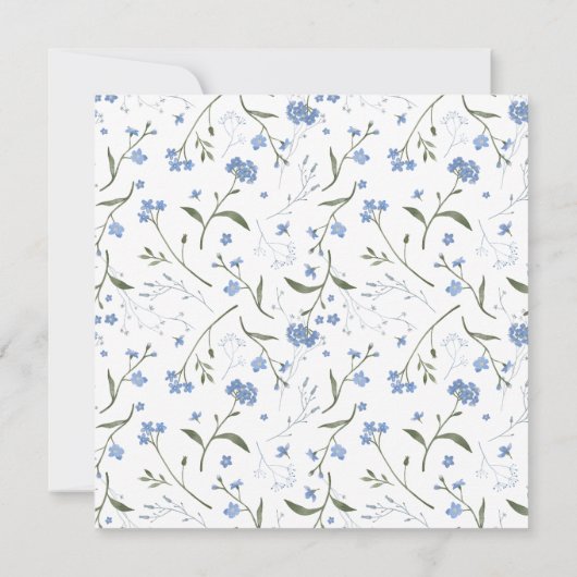 私が行う前に何か青いフローラブライダルシャワー 招待状 (裏面)