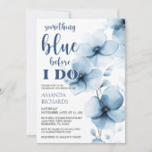 私が行う前に何か青いフローラブライダルシャワー 招待状 (正面)