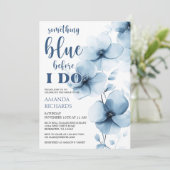 私が行う前に何か青いフローラブライダルシャワー 招待状 (スタンド正面)