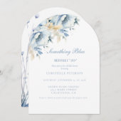 私が行う前に何か青いフローラブライダルシャワー 招待状 (正面/裏面)