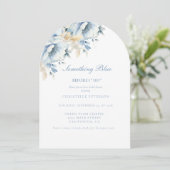 私が行う前に何か青いフローラブライダルシャワー 招待状 (スタンド正面)