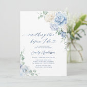 私が行う前に何か青いフローラブライダルシャワー 招待状 (スタンド正面)