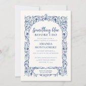 私が行う前に何か青いフローラブライダルシャワー 招待状 (正面)