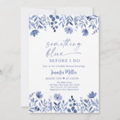 私が行う前に何か青いフローラブライダルシャワー 招待状 (正面)
