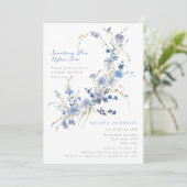 私が行う前に何か青いフローラブライダルシャワー 招待状 (スタンド正面)