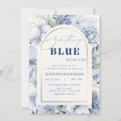 私が行う前に何か青いフローラブライダルシャワー 招待状 (正面)
