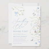 私が行う前に何か青いフローラブライダルシャワー 招待状 (正面)