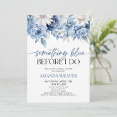 私が行う前に何か青いフローラブライダルシャワー 招待状 (スタンド正面)