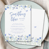 私が行う前に何か青いフローラブライダルシャワー 招待状
