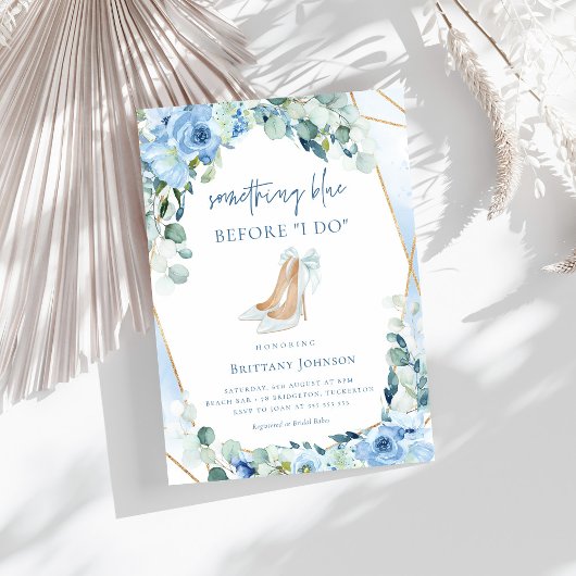 私が行う前に何か青いフローラブライダルシャワー 招待状