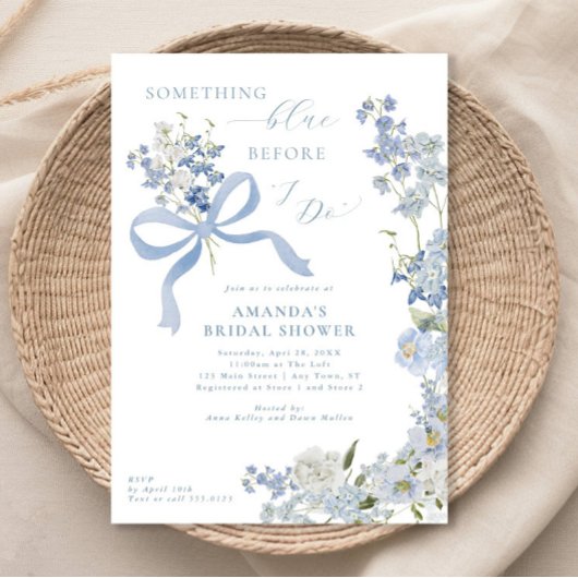 私が行う前に何か青いフローラブライダルシャワー 招待状
