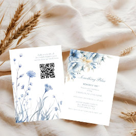 私が行う前に何か青いフローラブライダルシャワー 招待状