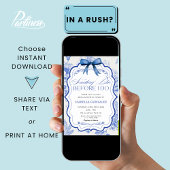 私が行う前に何か青いフローラブライダルシャワー 招待状