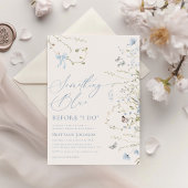 私が行う前に何か青いフローラブライダルシャワー 招待状