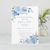 私が行う前に何か青いフローラブライダルシャワー 招待状 (スタンド正面)