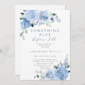 私が行う前に何か青いフローラブライダルシャワー 招待状 (正面/裏面)
