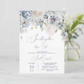 私が行う前に何か青いフローラブライダルシャワー 招待状 (スタンド正面)