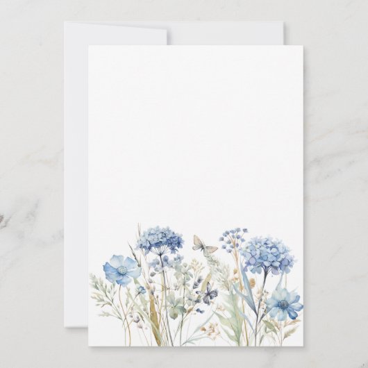 私が行う前に何か青いフローラブライダルシャワー 招待状 (裏面)