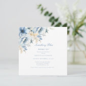 私が行う前に何か青いフローラブライダルシャワー 招待状 (スタンド正面)