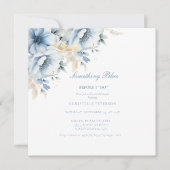 私が行う前に何か青いフローラブライダルシャワー 招待状 (正面)